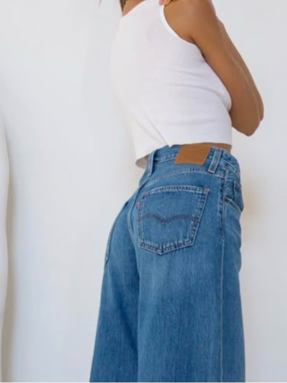 High-Rise Wide-Leg Blue Denim Jeans - Women's